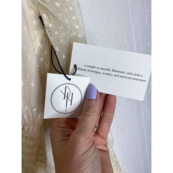 DIVINE HERITAGE Plunge Ivory Sheer Lace Ruched Crop Blouse US SMALL NWT $295 - Picture 11 of 12